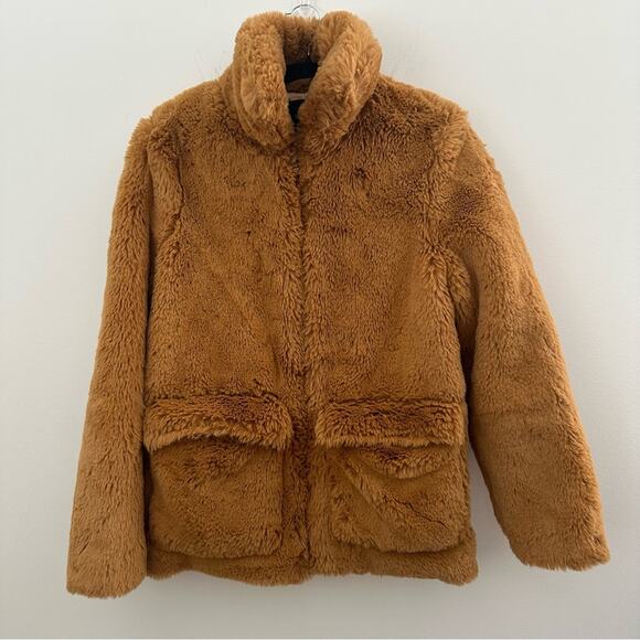 Barney’s Originals Cozy Tan Faux Fur Teddy Bear Jacket Size 10 - Picture 2 of 5